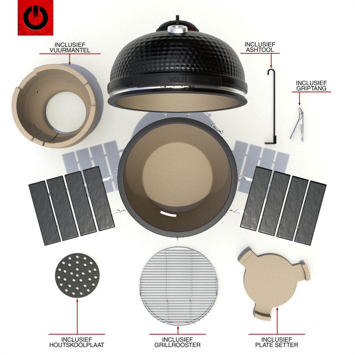 VOLT! Kamado BBQ 22 Inch Houtskoolbarbecue