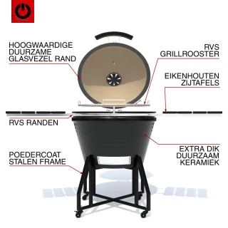VOLT! Kamado BBQ 24 Inch Houtskool