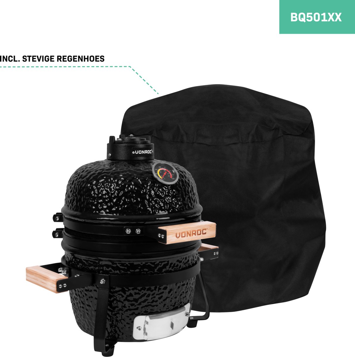 VONROC Kamado 13" Houtskoolbarbecue Keramisch