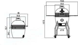 Yakiniku Kamado Medium 41cm Houtskool Grill met Onderstel en Zijtafels