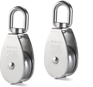 De 304 Stainless Steel Pulley - M25 Lifting Pulley - 400kg Load Capacity Hoge Sterkte - 2 Stuks - Voor Tuin Zilver in één oogopslag