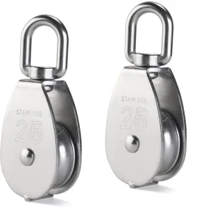 304 Stainless Steel Pulley - M25 Lifting Pulley - 400kg Load Capacity Hoge Sterkte - 2 Stuks - Voor Tuin Zilver