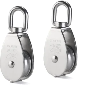 304 Stainless Steel Pulley - M25 Lifting Pulley - 400kg Load Capacity Hoge Sterkte - 2 Stuks - Voor Tuin Zilver