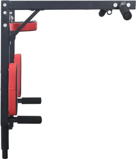 VidaXL - Pull - Up - Bar - Dip - Station - Zwart - en - Rood - 89 - x - 59 - x - 70 - cm