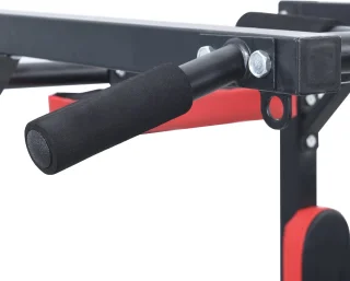 VidaXL - Pull - Up - Bar - Dip - Station - Zwart - en - Rood - 89 - x - 59 - x - 70 - cm