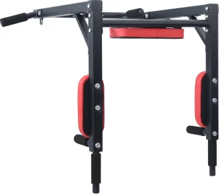 VidaXL - Pull - Up - Bar - Dip - Station - Zwart - en - Rood - 89 - x - 59 - x - 70 - cm