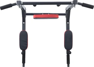 VidaXL - Pull - Up - Bar - Dip - Station - Zwart - en - Rood - 89 - x - 59 - x - 70 - cm