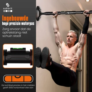 ASHBRIT® Pull Up Bar - Optrekstang Fitness - Chin Up Bar - 200 KG draagkracht - Eenvoudige installatie - Zwart - 70 tot 100 cm