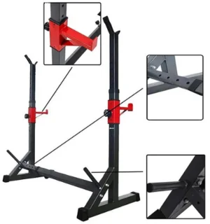 Hennova Bench press - Squat rek - Fitness - Krachtstation - Breedte en hoogte verstelbaar - Multifunctioneel - Barbell support - Zwart - 60 x 107 x 150 cm