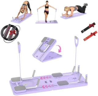 Pilates Board Set - Multifunctionele Opvouwbare Ab Trainer Machine, Full Body Workout Apparatuur, Home Gym Core & Abs Workout Board, 5-in-1 Schuif Oefenbord met Weerstandsbanden