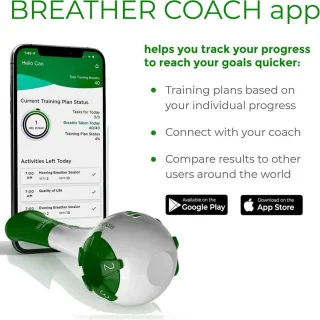 Crrynuo 1 Stuk - Ademhalingstrainer - Longtrainer Voor Ademhaling - Draagbare Ademhalingstrainer Voor Betere Conditie En Slaap - Groen - Draagbaar En Instelbaar
