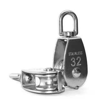 Tovbmup 32mm Pulley - 2-Pack - M32 Rope Pulley - Stainless Steel Pulley - Single Housing - Rope Pulley Roller - Indoor and Outdoor Use - 250 kg Load Capacity - Silver
