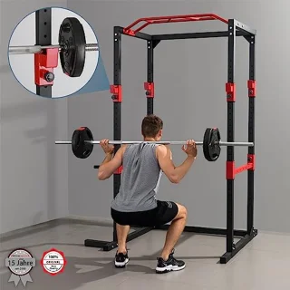 Krachtstation Power Rack van Staal met J-haken en Optrekstang