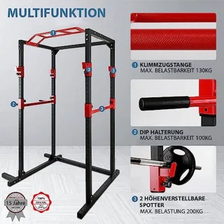 Krachtstation Power Rack van Staal met J-haken en Optrekstang