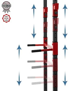 Krachtstation Power Rack van Staal met J-haken en Optrekstang