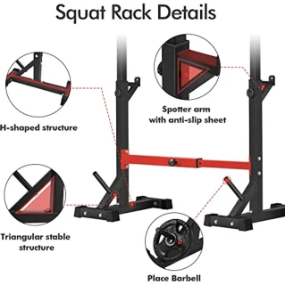 Verstelbaar Squat Rack Stand voor Thuisgym - Gewichtsrek Tot 550LBS
