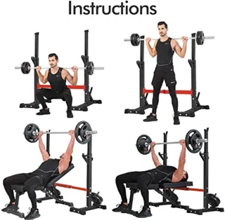 Verstelbaar Squat Rack Stand voor Thuisgym - Gewichtsrek Tot 550LBS