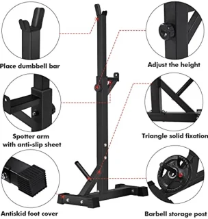 Verstelbaar Squat Rack Stand voor Thuisgym - Gewichtsrek Tot 550LBS