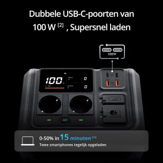 Draagbaar Krachtstation van 512 Wh voor Kamperen en Thuisgebruik - Snel Opladen, Meerdere Oplaadmethoden, Duurzaam en Stil