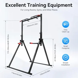 Verstelbaar Opvouwbaar Fitness Dip Station en Pull-Up Station voor Thuis