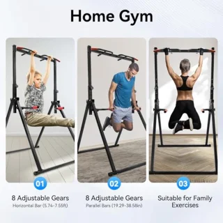 Verstelbaar Opvouwbaar Fitness Dip Station en Pull-Up Station voor Thuis