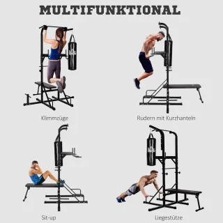 Krachtstation met Optrekstang en Dipstation voor Thuis Fitness