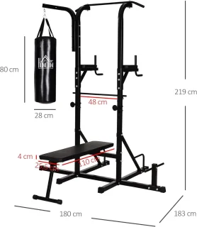 Krachtstation met Optrekstang en Dipstation voor Thuis Fitness