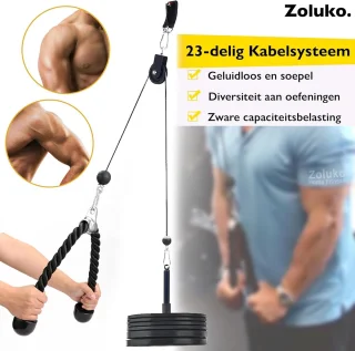 23-delig Kabelsysteem voor Thuis - Krachtstation met 100kg Draagkracht - Trainen met Handgrepen en Verstelbare Mode