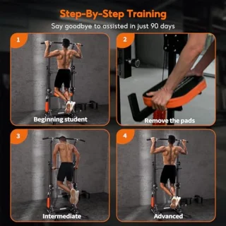 Opvouwbare Power Tower Pull Up Bar Station - Multifunctioneel Verstelbaar Dip Station voor Thuis Gym Workout