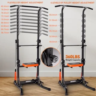 Opvouwbare Power Tower Pull Up Bar Station - Multifunctioneel Verstelbaar Dip Station voor Thuis Gym Workout