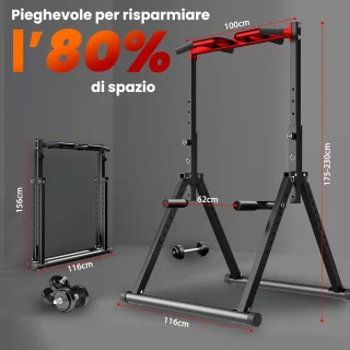 Opvouwbare Power Tower - Verstelbare Pull Up Bar en Dip Station voor Krachttraining