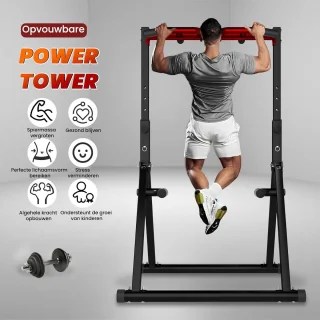 Opvouwbare Power Tower - Verstelbare Pull Up Bar en Dip Station voor Krachttraining