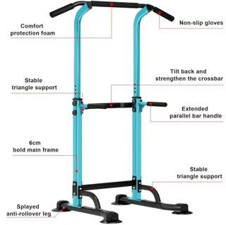 Verstelbare Power Tower Optrekstang voor Thuis en Fitness - Krachttraining en Dips