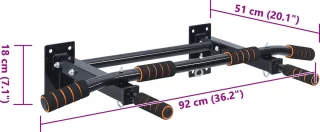 VidaXL - Pull - Up - Bar - Zwart - en - Rood - 92 - x - 51 - x - 18 - cm - Poedercoated - staal