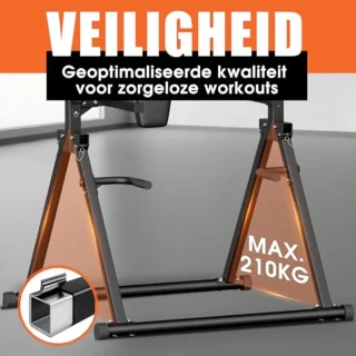 Vouwbare Power Tower Dip Station tot 210 kg | Vrijstaande Pull-Up Bar met Dips en Rugtrainer | Fitness Station voor Thuisgym