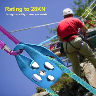 28KN Single Disc Micro Winch Snatch Block Pulley Blue