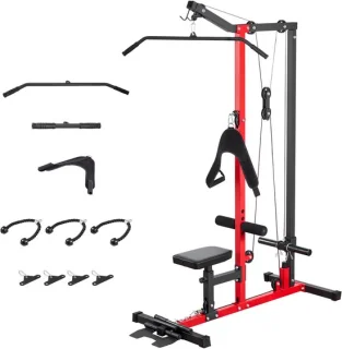 3-in-1 lat pulldown station fitness toren, zwart