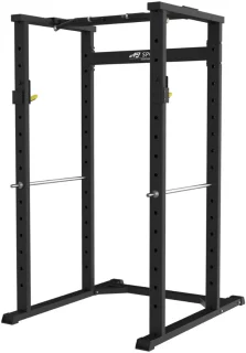 De Aj-sports power cage met safety spotters, multi grip pull up bar en haltersteunen in één oogopslag