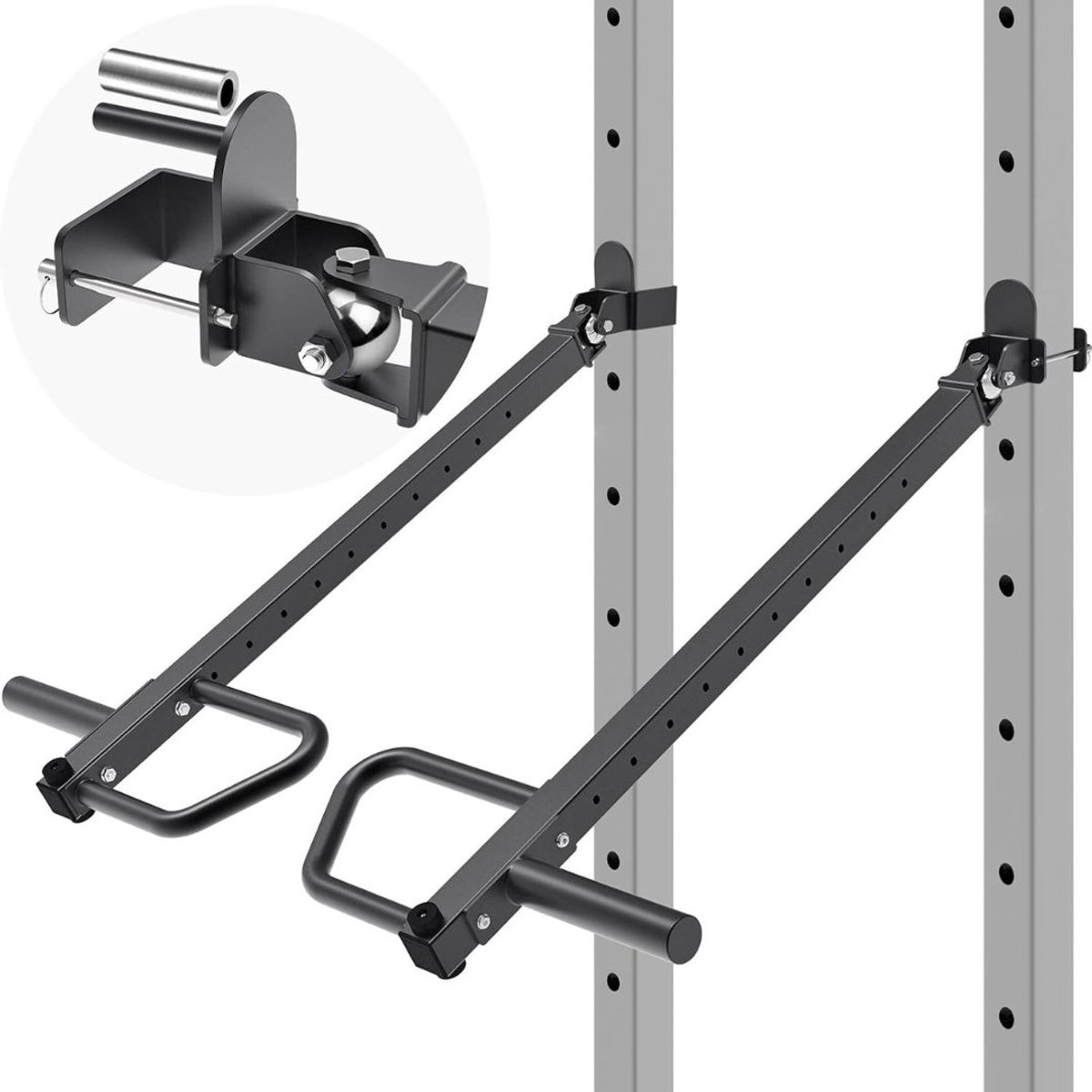 De ApexArte Power Rack Multi-Grip Dip Bar Attachment Zwart-Grijs in één oogopslag