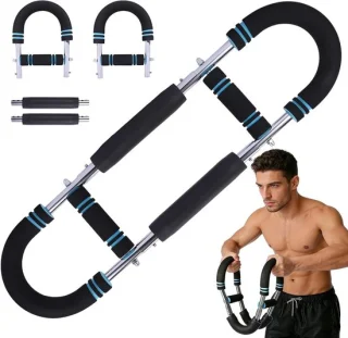 Arm- en borsttrainer stang 18-50 kg blauw