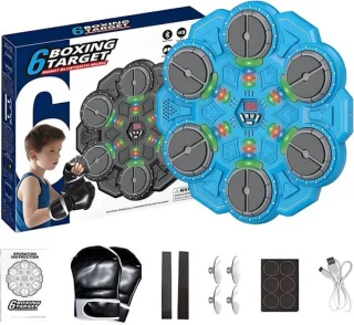 Boksmachine Muziek - Ponsmachine Workout - Interactief Trainen - Lichtgeleide Doelen - 996 g - Blauw