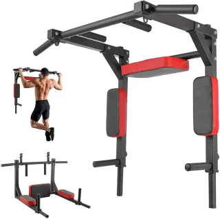 DeXem Wandgemonteerde Chin Up Bar en Dips Station
