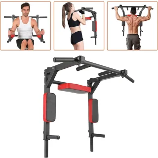 DeXem Wandgemonteerde Chin Up Bar en Dips Station