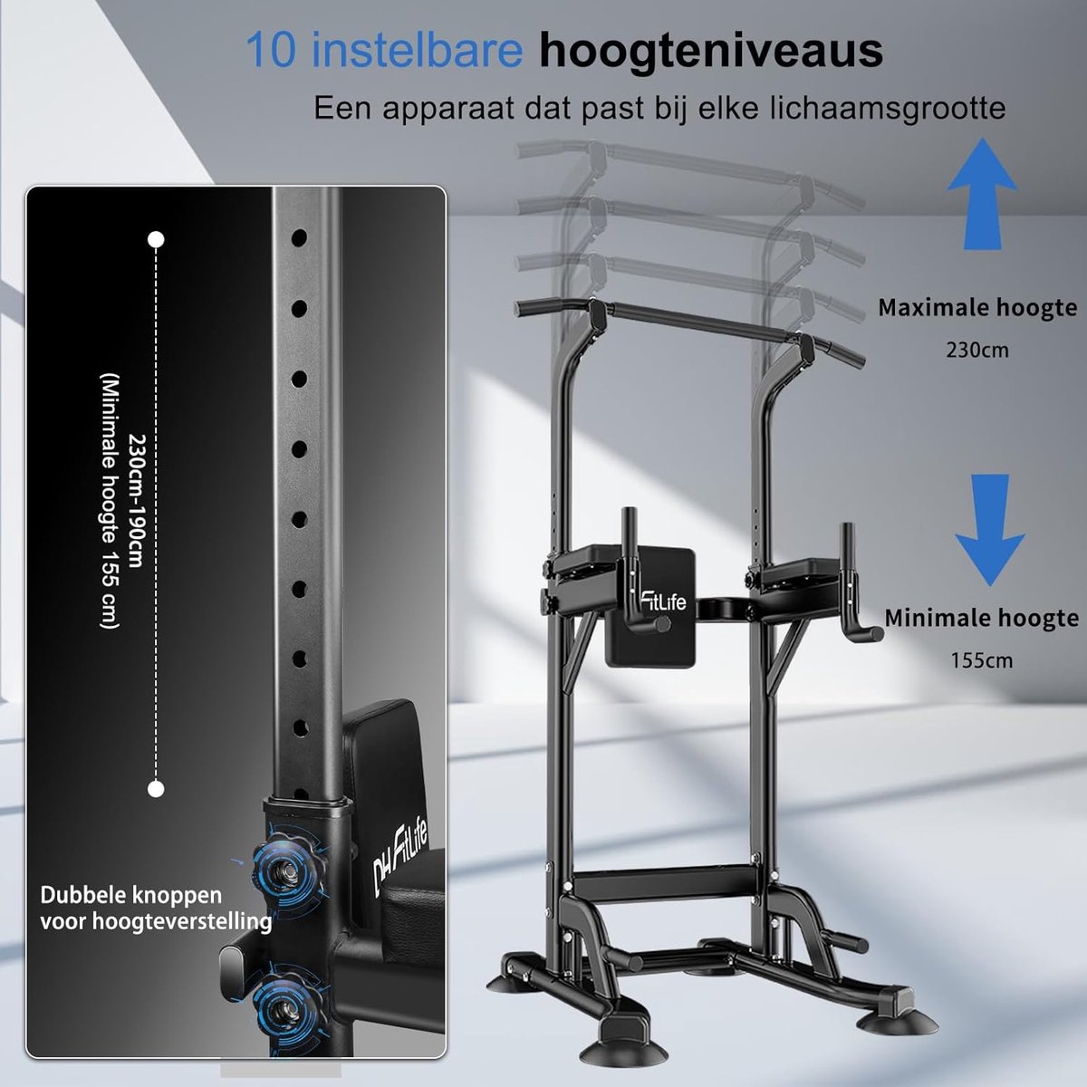 Wat vinden we goed aan de DH FitLife Power Tower Dip Station Krachtstation Thuisgym