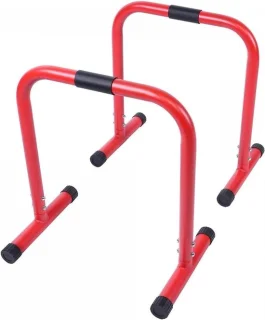 Dip Station Barren - Push-up Stand Parallettes - Krachttraining Thuis - Antislip Handgrepen - 73 x 61 cm - Rood