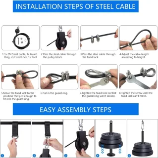 Fitness Kabel Machine 13-delig met Stang en Touw Zwart