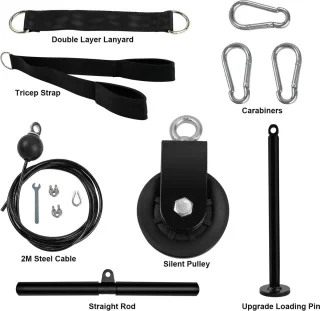 Fitness Kabel Machine 13-delig met Stang en Touw Zwart
