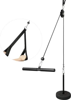 Fitness Kabel Machine 13-delig met Stang en Touw Zwart