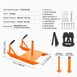 Fitness Trainingsslee 69x44x37 cm Oranje - Robuust Staal