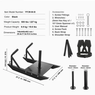 Fitness Trainingsslee 69x44x37 cm Zwart Steel